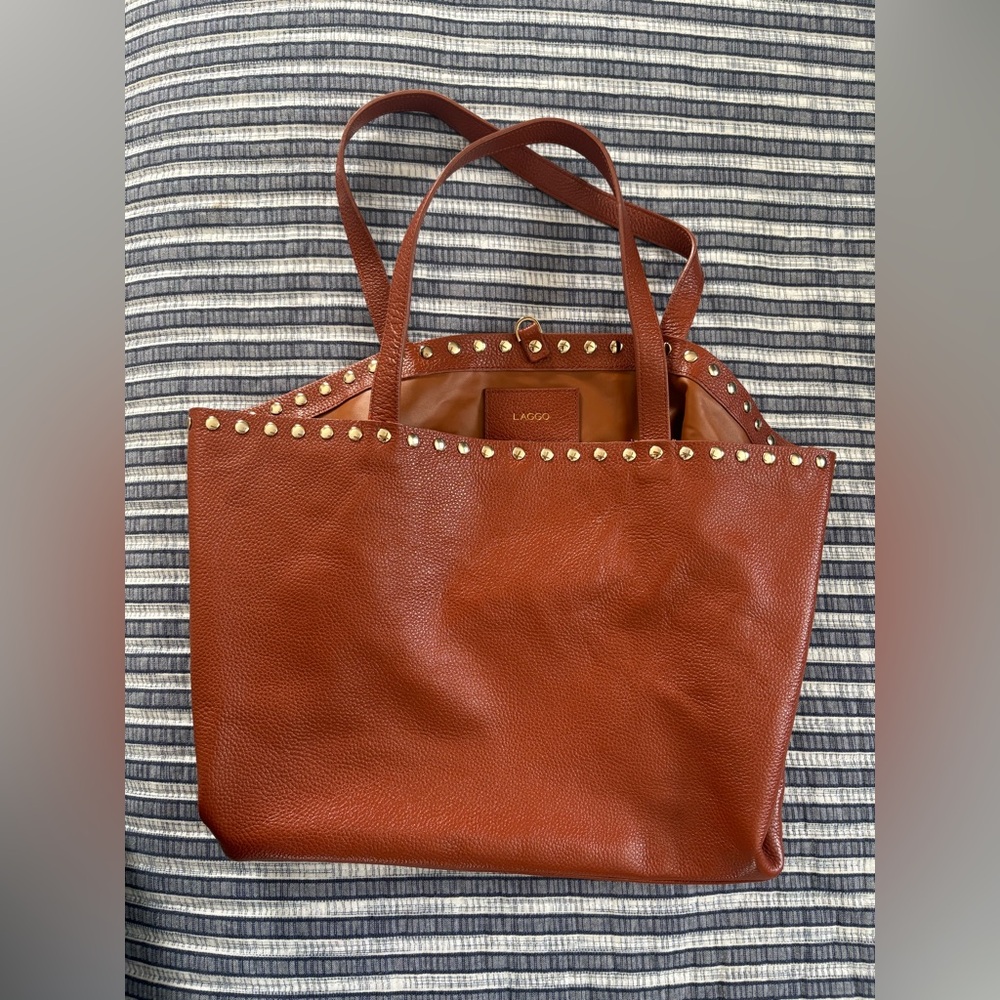 Laggo Remy Brown Studded Leather Tote